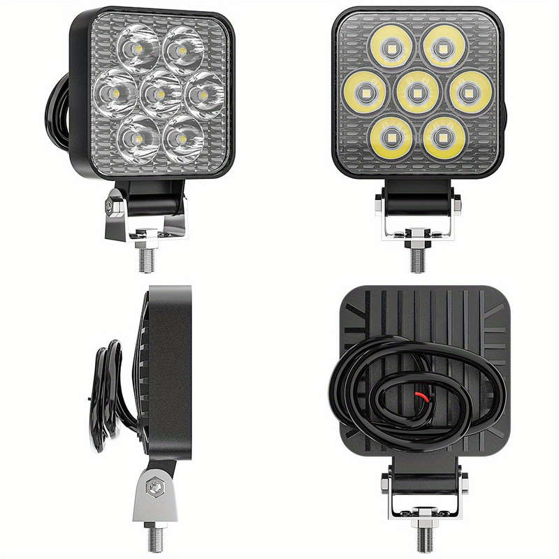 2pcs 12-24V 7LED Mini LED Work Light Off Road Auxiliary Light For Car Truck 64x64mm