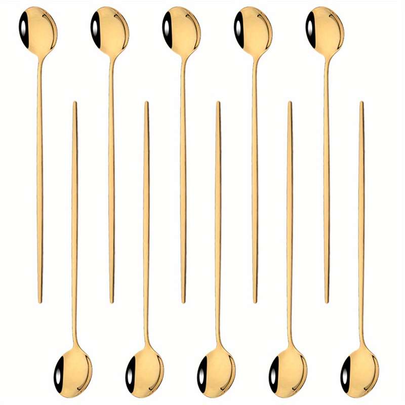 10pcs Of Colored Coffee Tea Stirring Spoons With Long Handles Ice Cream Dessert Spoons Stain