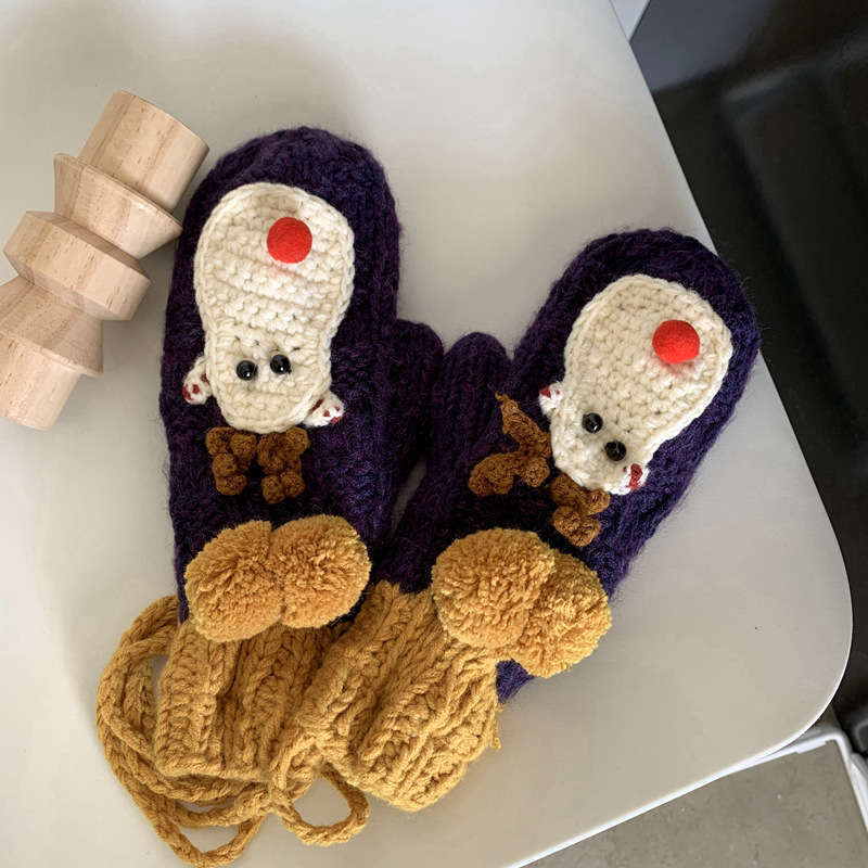Winter Gloves Color Purple Size One To Size