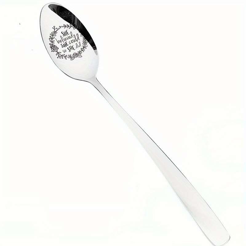 1pc She Believed She Could So She Did Spoon Engraved Stainless Steel Cute Inspirational Gifts