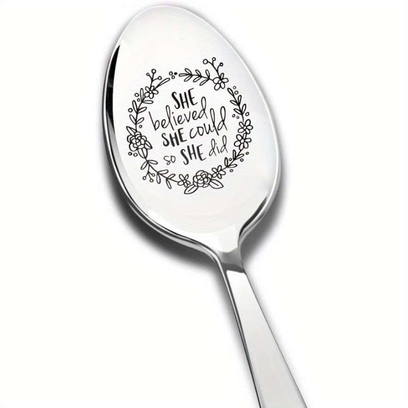 1pc She Believed She Could So She Did Spoon Engraved Stainless Steel Cute Inspirational Gifts