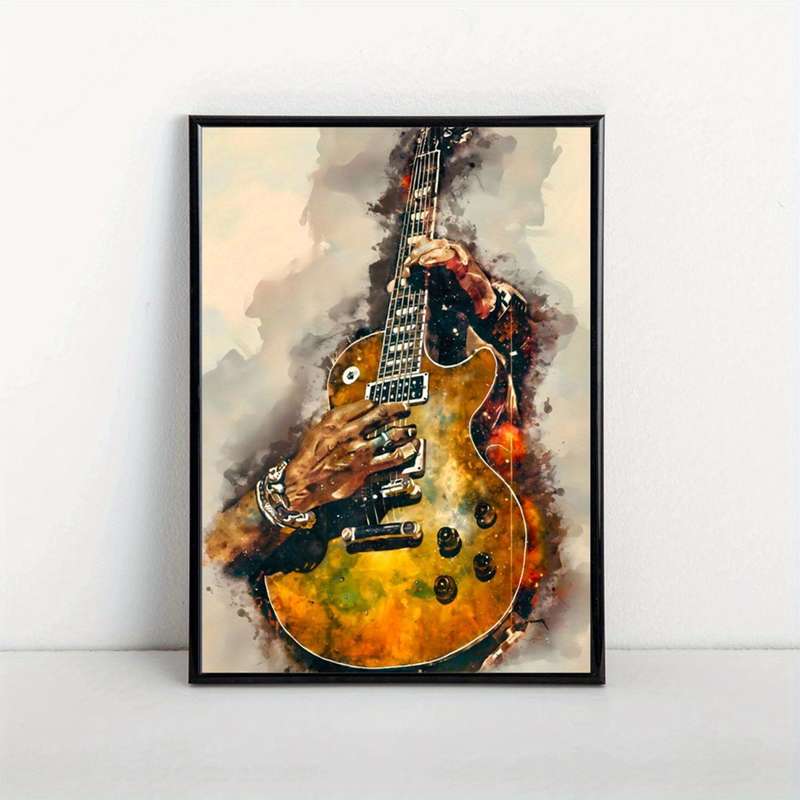 1pc  Rock N Roll Guitar Canvas Art Poster Frameless Music Wall Decor for Living Room Bedroom