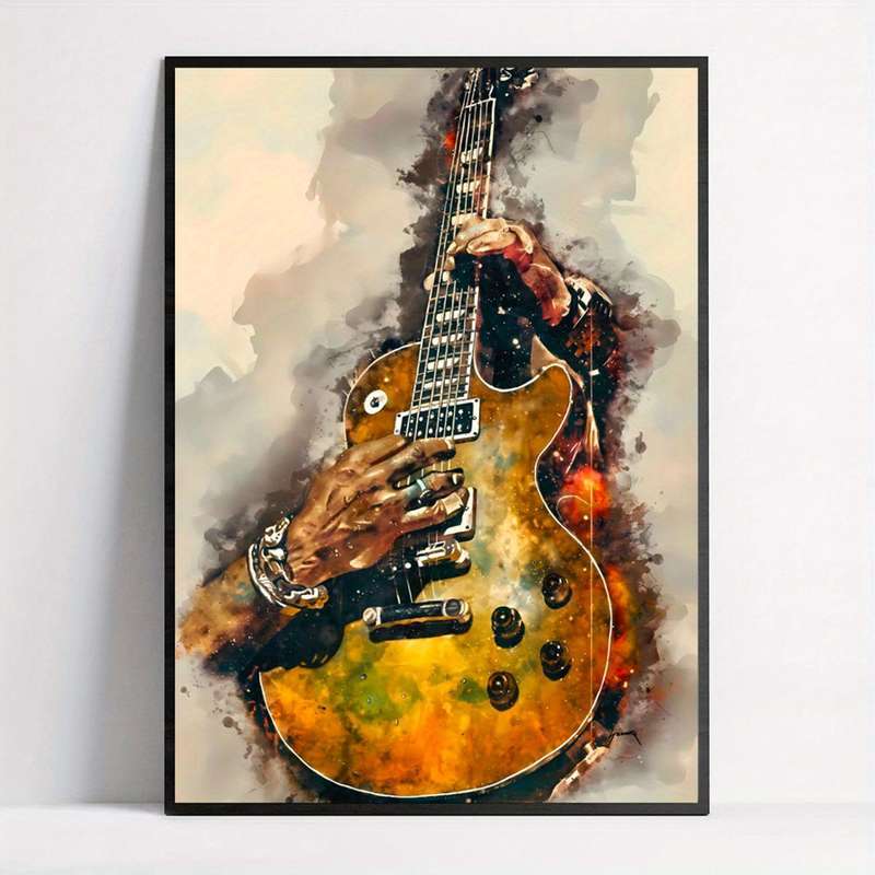 1pc  Rock N Roll Guitar Canvas Art Poster Frameless Music Wall Decor for Living Room Bedroom