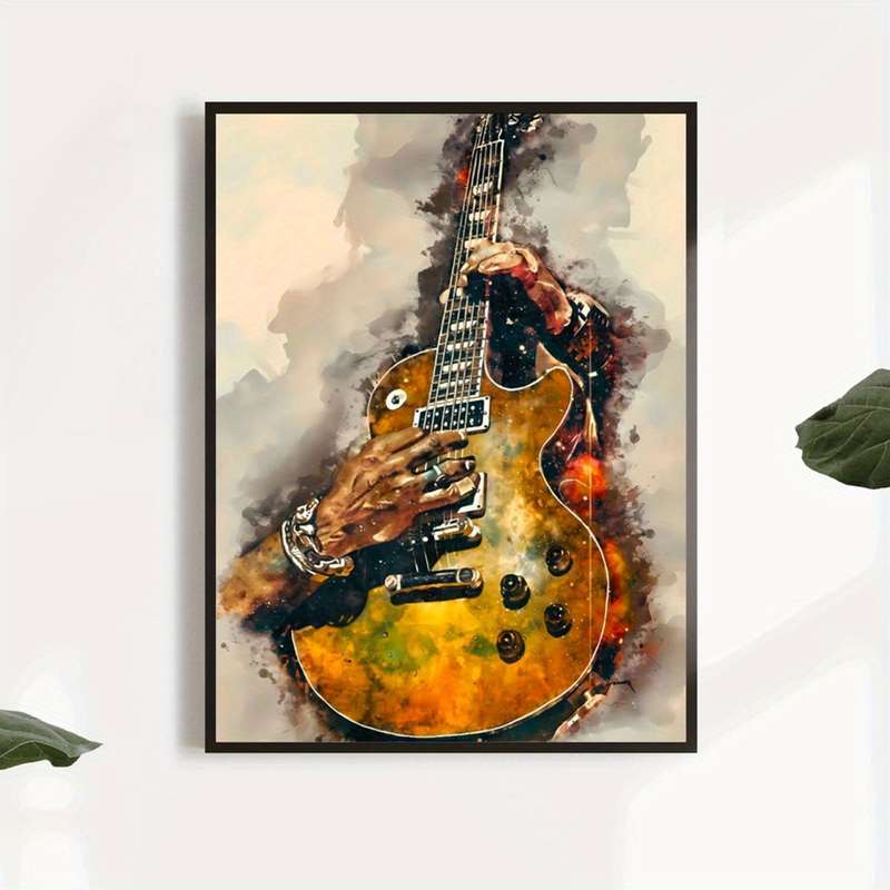 1pc  Rock N Roll Guitar Canvas Art Poster Frameless Music Wall Decor for Living Room Bedroom