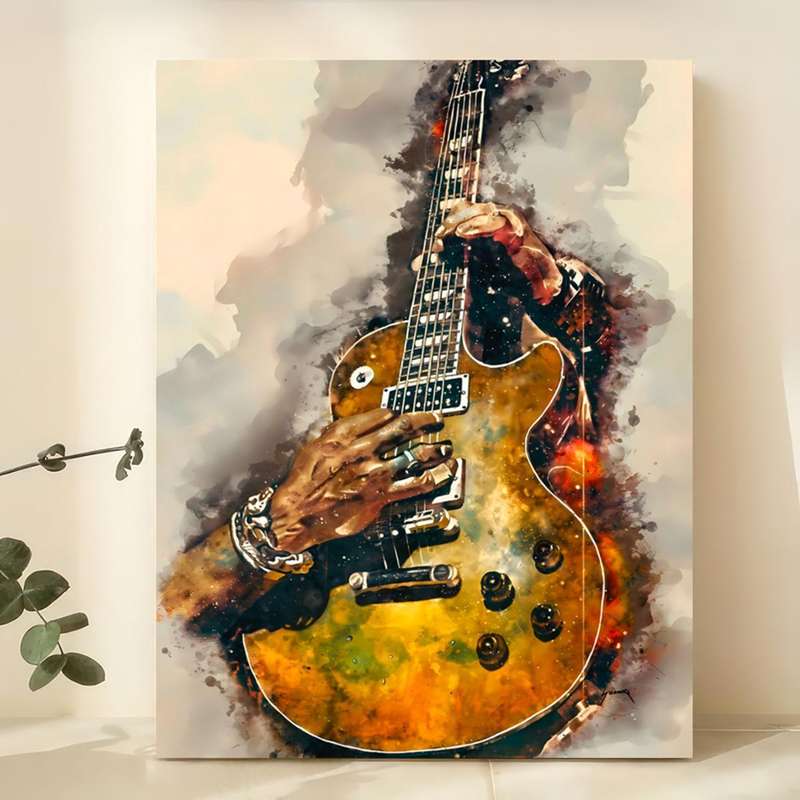 1pc  Rock N Roll Guitar Canvas Art Poster Frameless Music Wall Decor for Living Room Bedroom