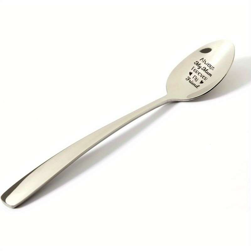 1pc Always My Mum Forever My Friend  Engraved Stainless Steel Coffee Spoon Shiny Reflective