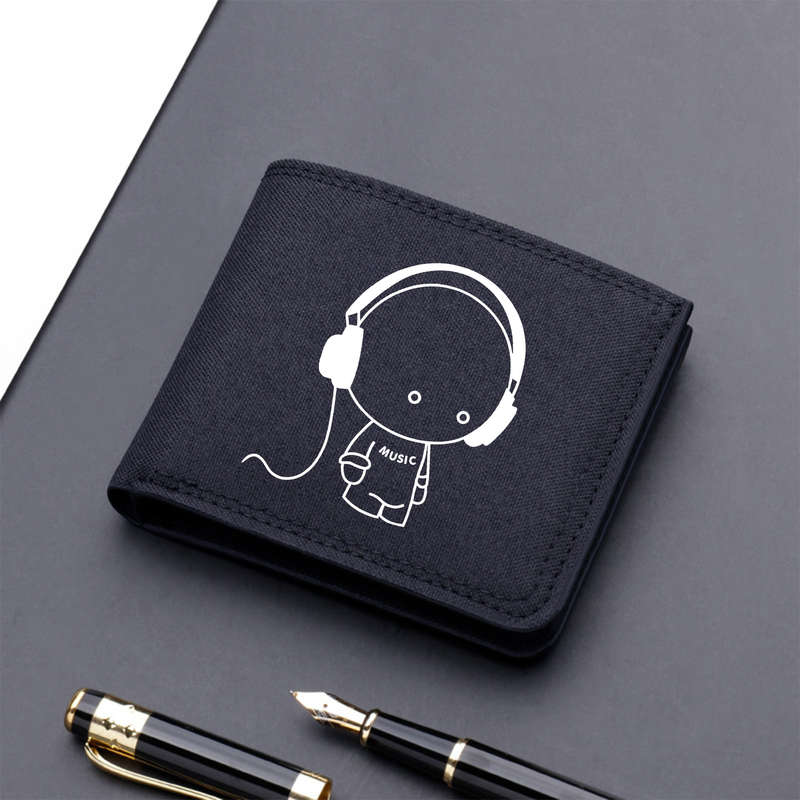 1pc Music Boy Pattern Short Wallet Cartoon Pattern Credit Card Holder Portable And Lightweigh
