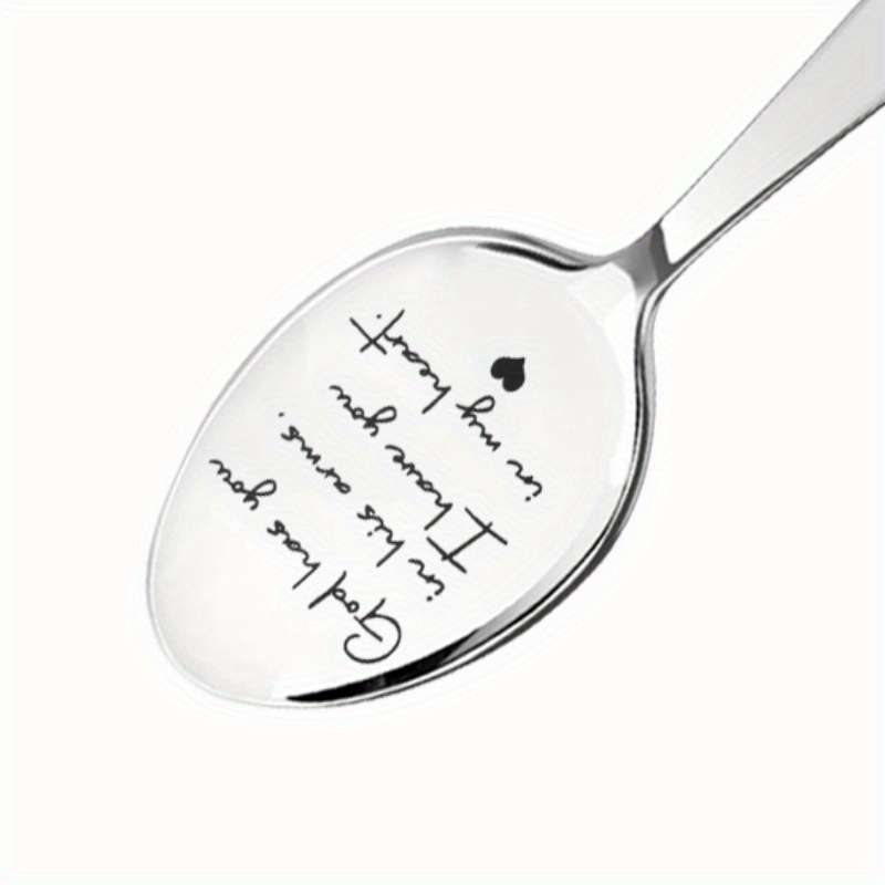 1pc Elegant Stainless Steel Coffee Spoon with Inspirational Engraving  God Has You in His Arm