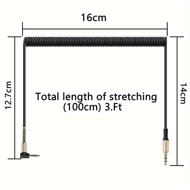 1-Pack 3.5mm Audio Coiled Cable