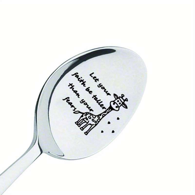 1pc Cute Giraffe Spoon   Inspirational Stainless Steel Animal Spoon   Charm Friends Animal Love