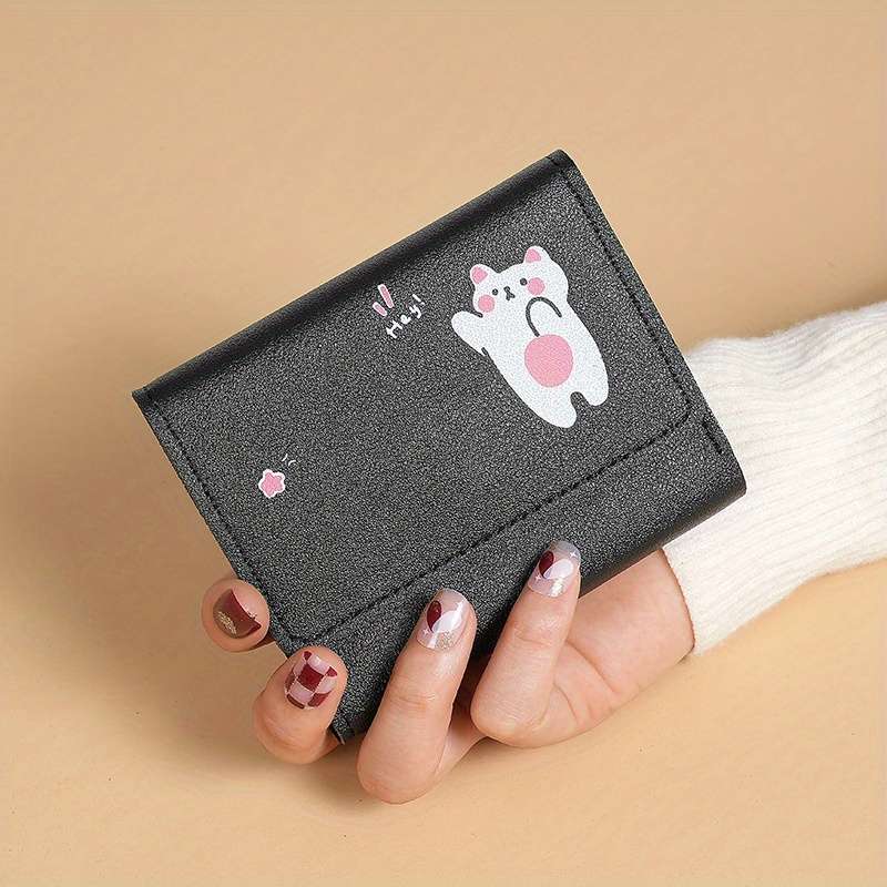 1pc Whimsical Charm Cute Light Blue Cartoon Rabbit Wallet for WomenCompact Trifold Design with