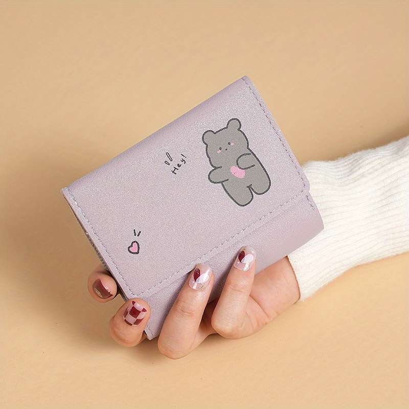 1pc Whimsical Charm Cute Light Blue Cartoon Rabbit Wallet for WomenCompact Trifold Design with