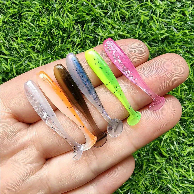 10pcs Soft Fish Baits 0.5g 3.99cm T-tail Soft Worm Artificial Lures for Perch and Shad Fishing