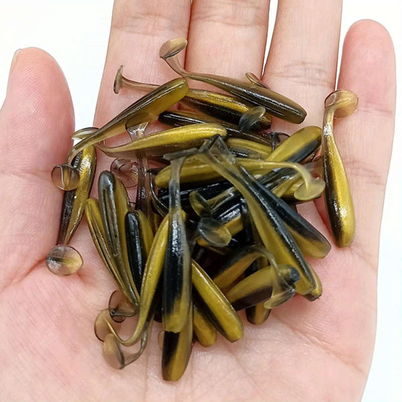 10pcs Soft Fish Baits 0.5g 3.99cm T-tail Soft Worm Artificial Lures for Perch and Shad Fishing