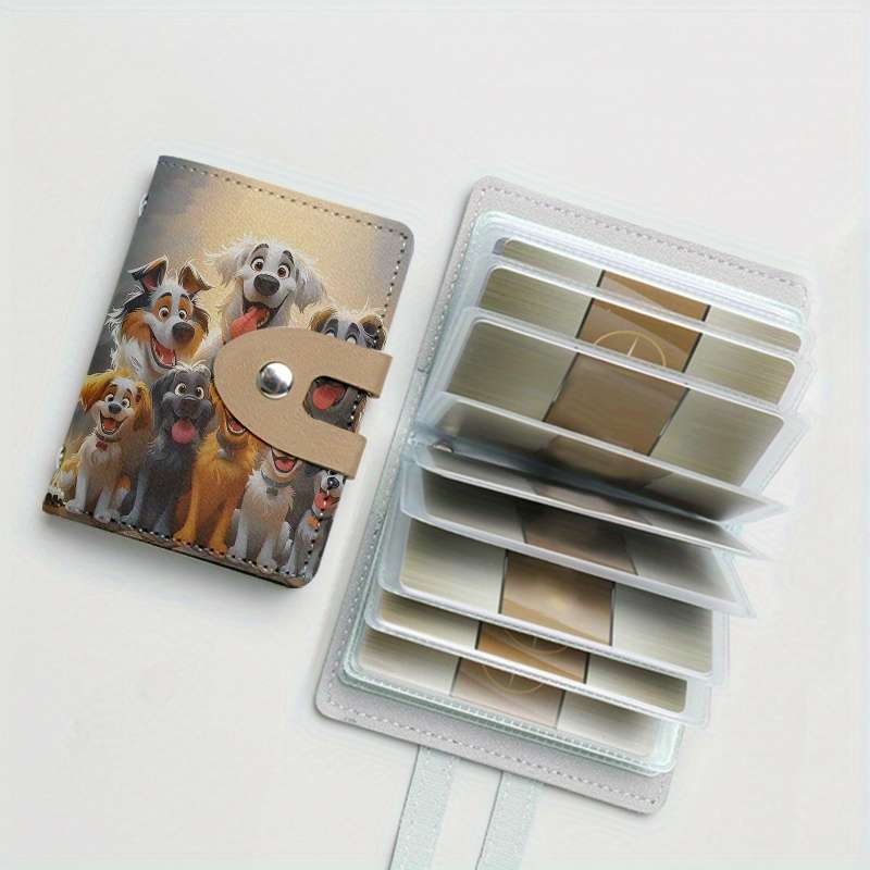 1pc Cartoon Dogs Print Credit Card Holder With 24 Card Sleeves Inside Business Card Holder Card Ca
