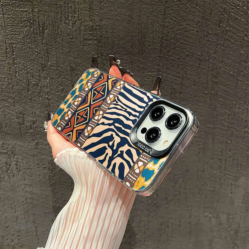 1Pc Black For iPhone 15 Pro Max African Tribal Pattern Phone Case