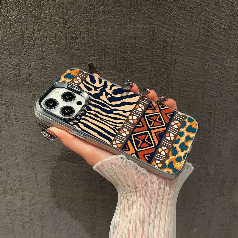 1Pc Black For iPhone 15 Pro Max African Tribal Pattern Phone Case