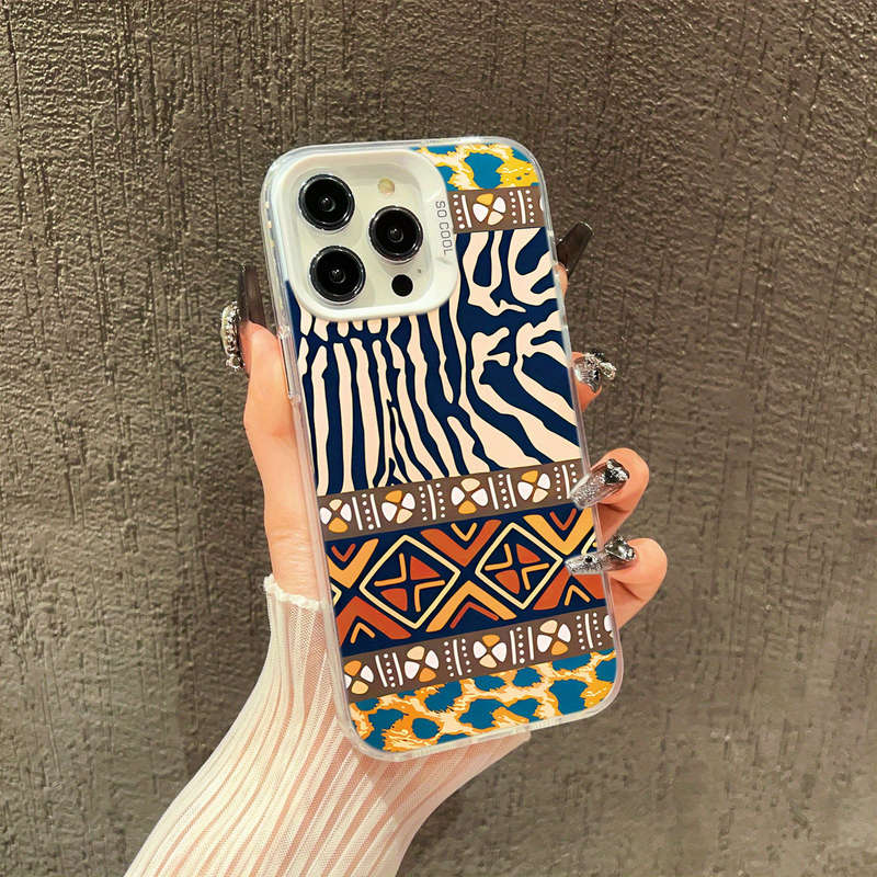 1Pc Black For iPhone 15 Pro Max African Tribal Pattern Phone Case