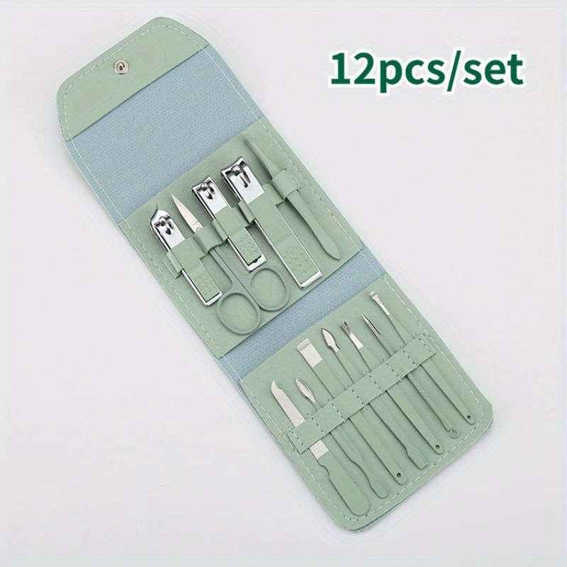 12pcs Stainless Steel Nail Grooming Kit Professional Manicure  Pedicure Set with Portable Tr