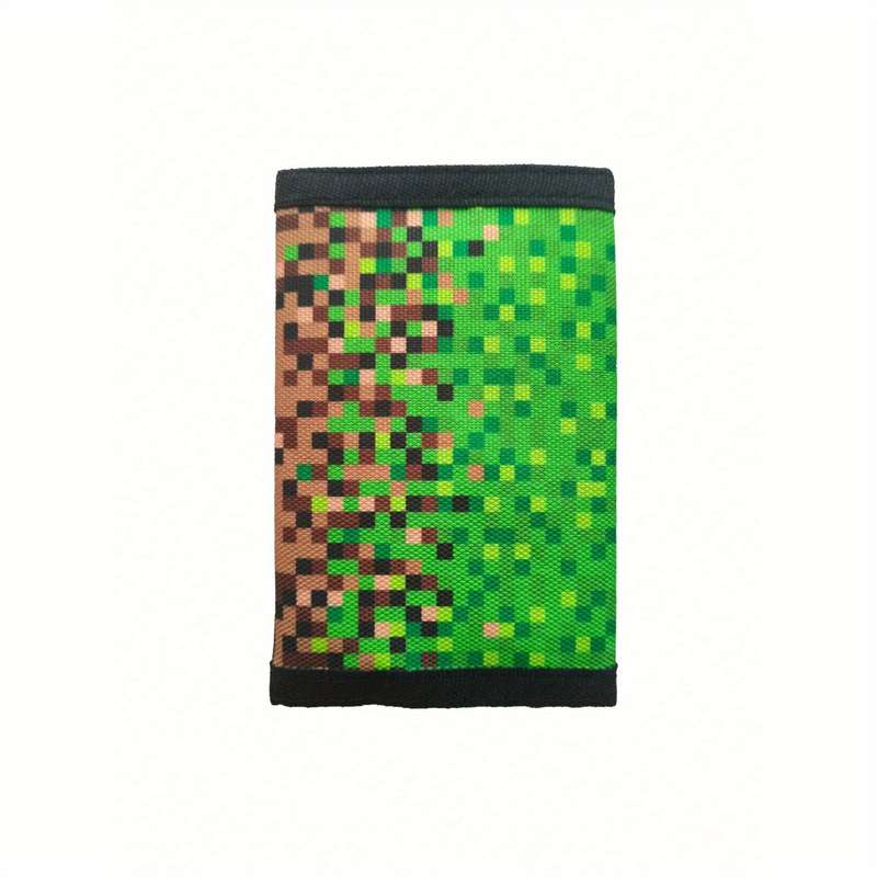1pc Green Geometric Patterned Tri-Fold Wallet with RFID Blocking Lightweight Polyester Material U