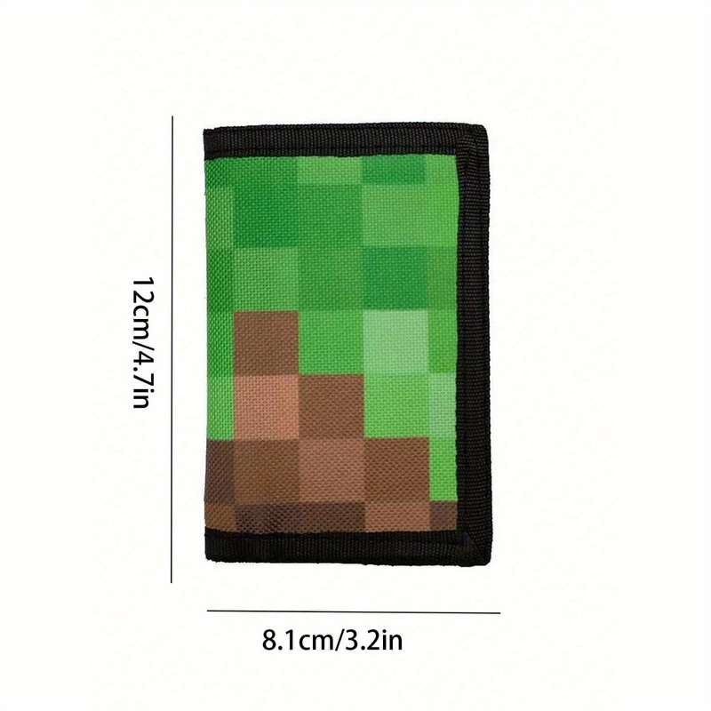 1pc Green Geometric Patterned Tri-Fold Wallet with RFID Blocking Lightweight Polyester Material U