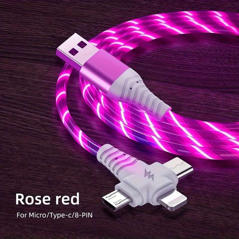 1pc 100cm Light Up USB for iPhone Fast Charging Cable LED Charging Cord USB A Flowing Cord 3I