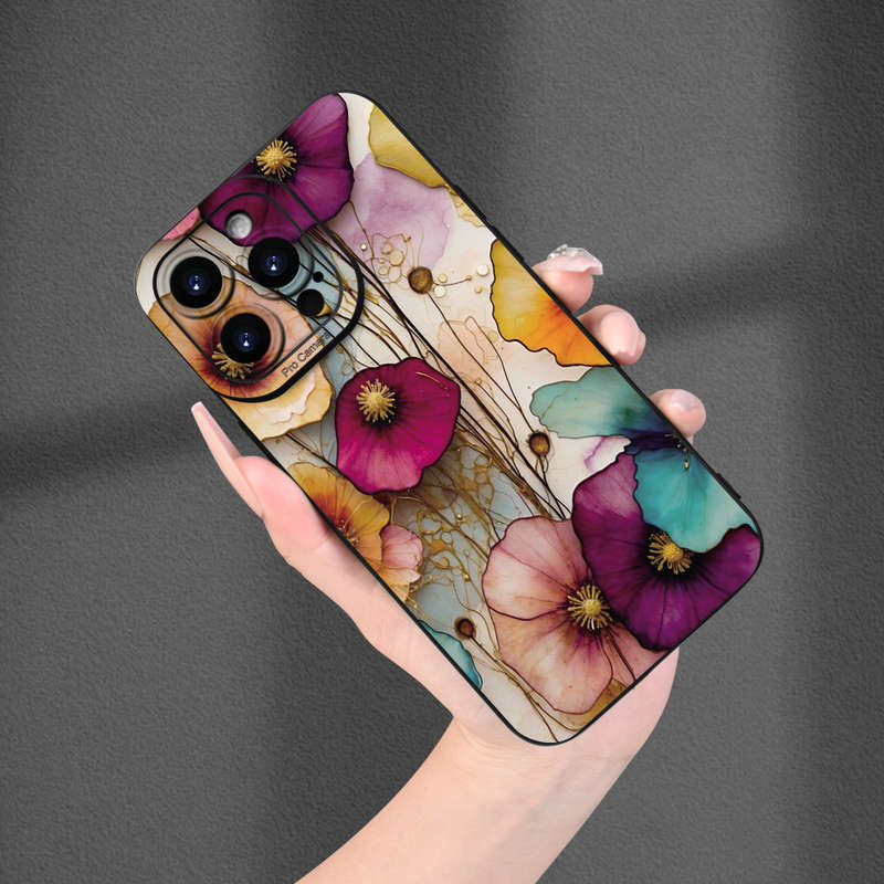1Pc Black For iPhone SE Retro Flower Phone Case