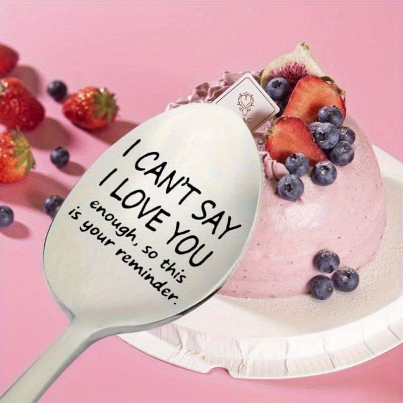 1pc 2.54 cmI Can't Say I Love You  Engraved Stainless Steel Spoon Ideal for Coffee Espresso