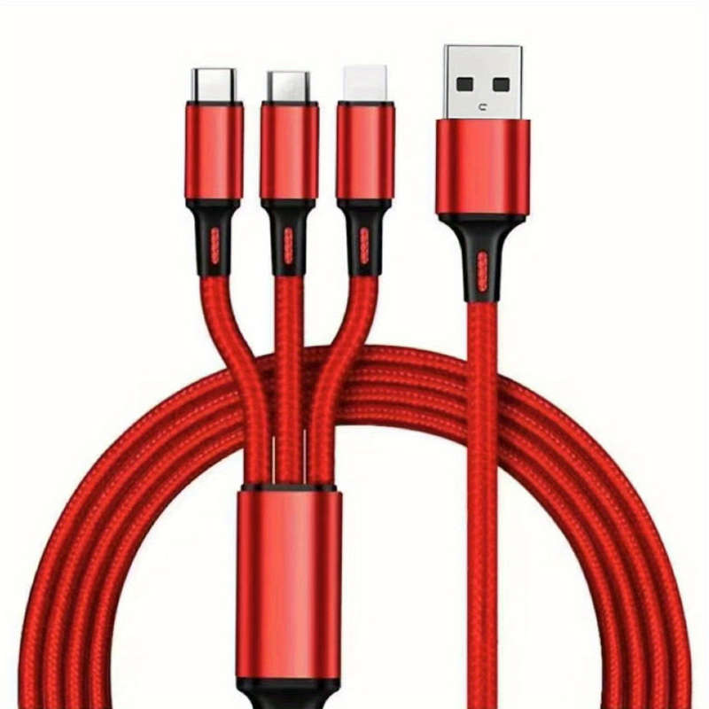 1pc 3-In-1 Charging Cable Portable And Compatible with Ios Type C And Micro USB Ports.