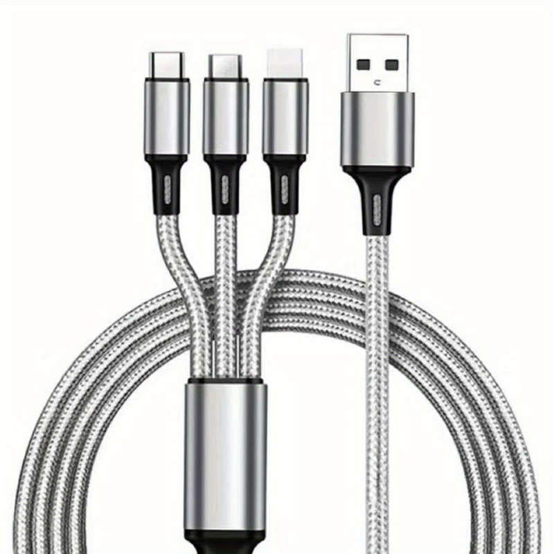 1pc 3-In-1 Charging Cable Portable And Compatible with Ios Type C And Micro USB Ports.