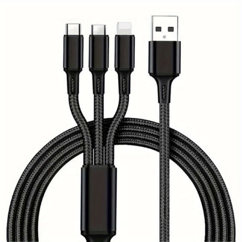 1pc 3-In-1 Charging Cable Portable And Compatible with Ios Type C And Micro USB Ports.