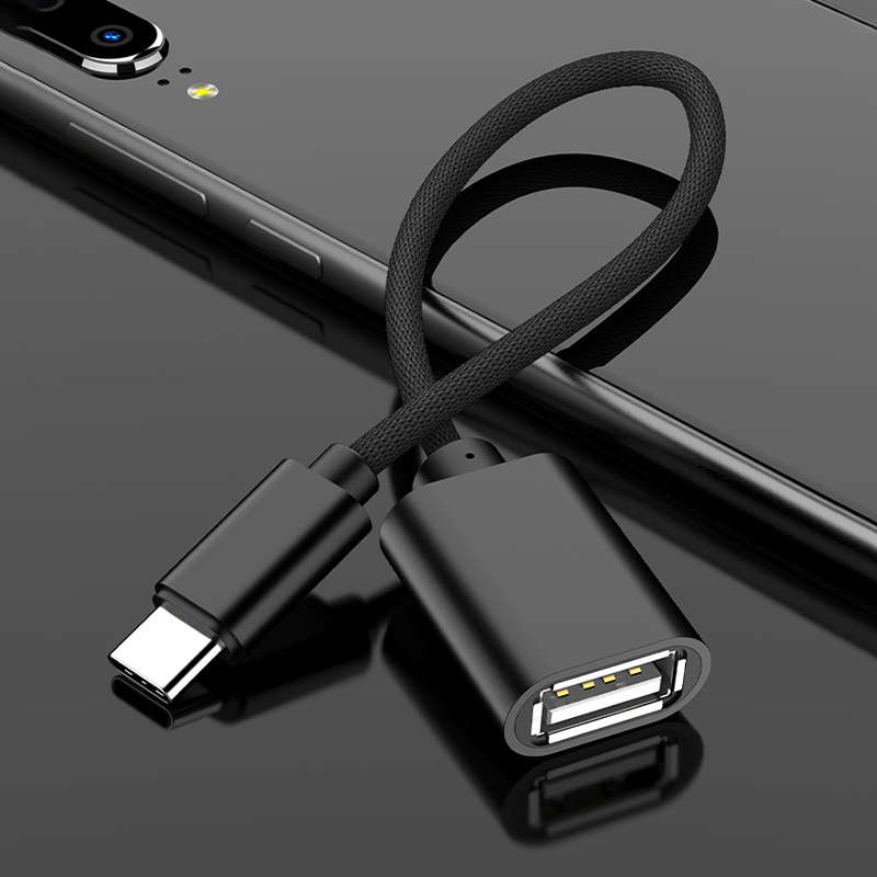 1pc Nylon Braided USB to Type-C Cable OTG Adapter for Data Transfer Power Output Input 0-5W