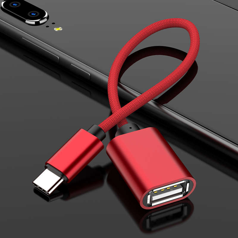 1pc Nylon Braided USB to Type-C Cable OTG Adapter for Data Transfer Power Output Input 0-5W