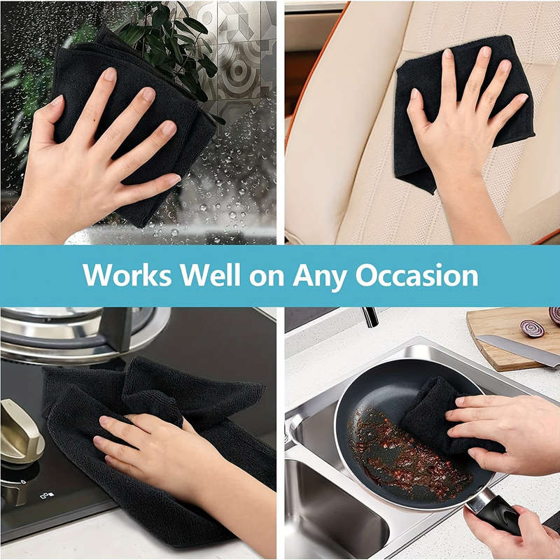 12 Pack Super-Absorbent Microfiber Cleaning Towels Scratch-Free Fast-Drying Dishwashing Clot