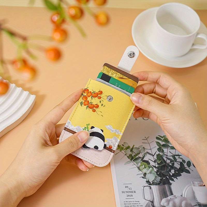 1pc Slim And Portable Credit Card Wallet With RFID Blocking Multiple Card Slots Cute Panda Design