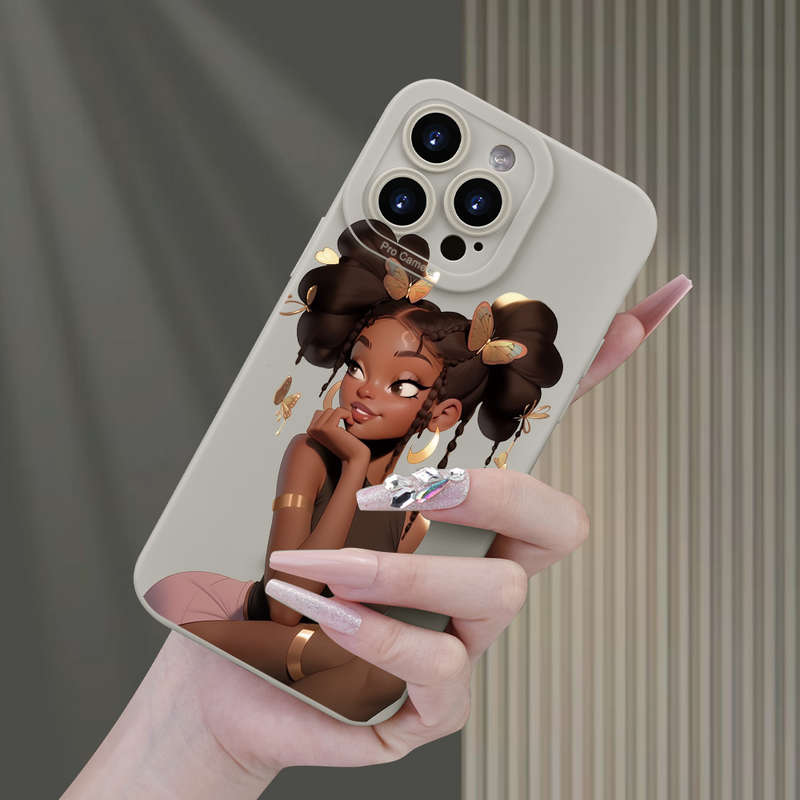 1Pc White For iPhone XR African Girl Print Phone Case