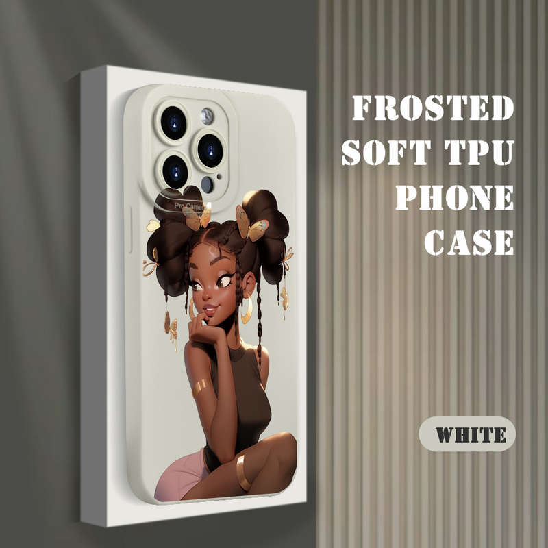 1Pc White For iPhone XR African Girl Print Phone Case