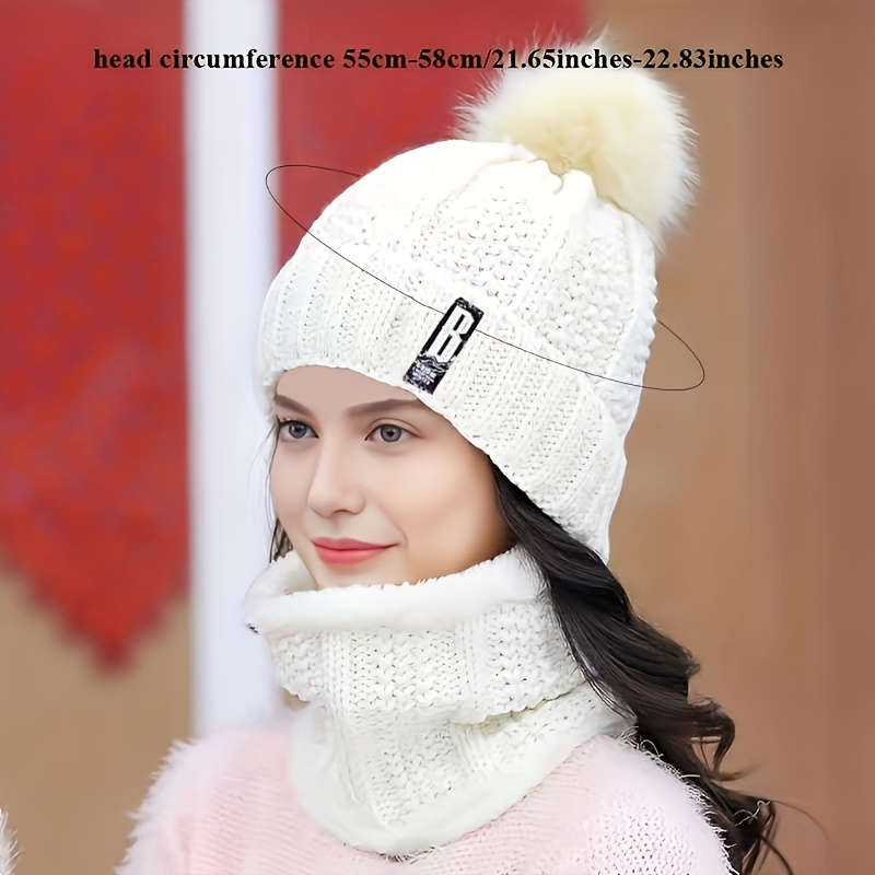 Winter Hat Color Black Model Hat Bib Set