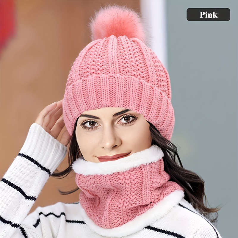 Winter Hat Color Black Model Hat Bib Set