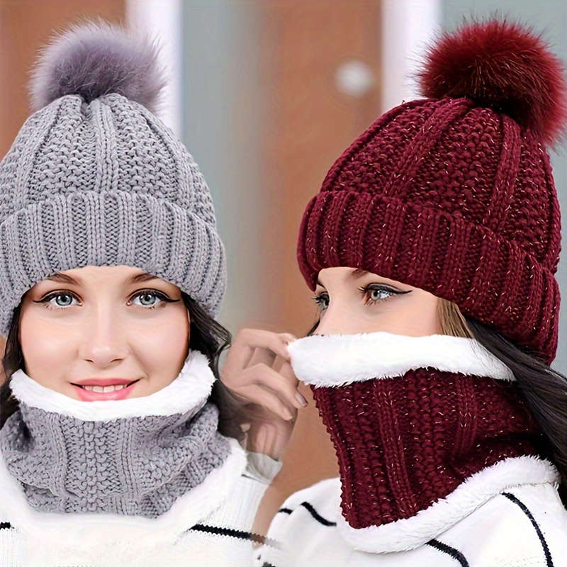 Winter Hat Color Black Model Hat Bib Set