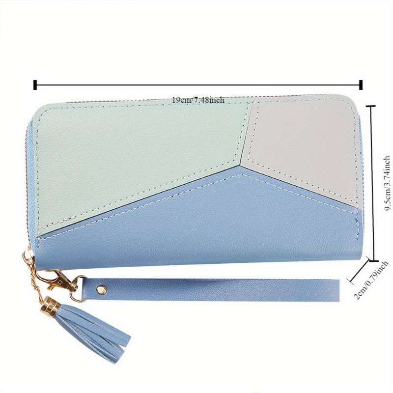 1pc Contrasting Color Splicing Long Wallet Women'S Clutch Bag Fashion Japanese And Korean Large-Cap
