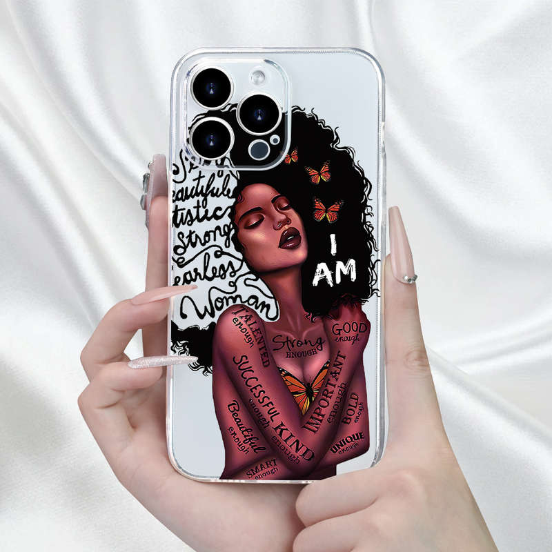 1Pc Transparent For iPhone XR African Girl Phone Case