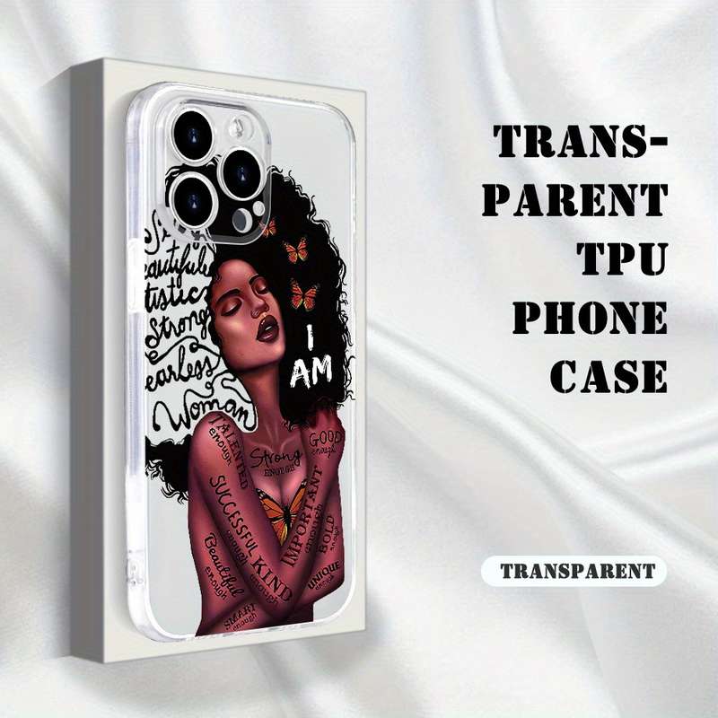 1Pc Transparent For iPhone XR African Girl Phone Case