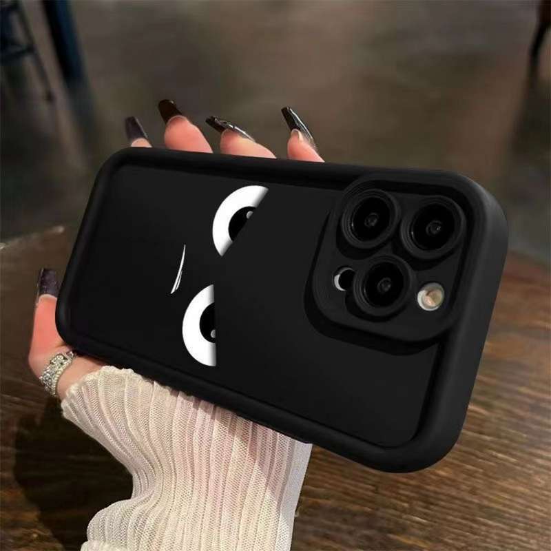 1Pc Black For iPhone 15 Pro Max Ultra Elf Glare Pattern Phone Case