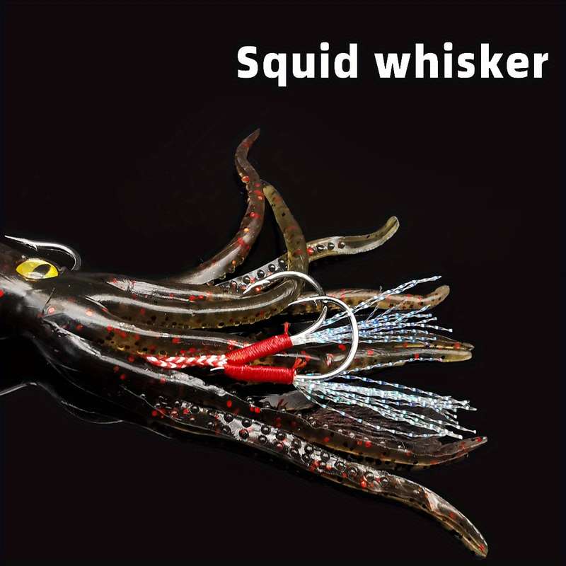 1pc Octopus-Shaped Fishing Lure with Dual Hooks Lead-Weighted Silicone Soft Bait for Trolling S