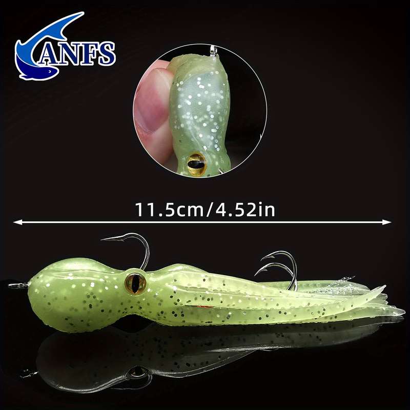 1pc Octopus-Shaped Fishing Lure with Dual Hooks Lead-Weighted Silicone Soft Bait for Trolling S