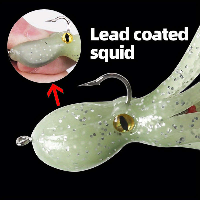 1pc Octopus-Shaped Fishing Lure with Dual Hooks Lead-Weighted Silicone Soft Bait for Trolling S