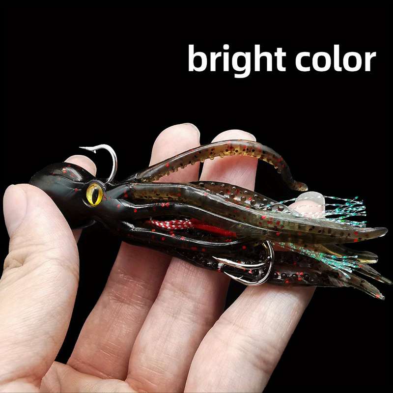 1pc Octopus-Shaped Fishing Lure with Dual Hooks Lead-Weighted Silicone Soft Bait for Trolling S