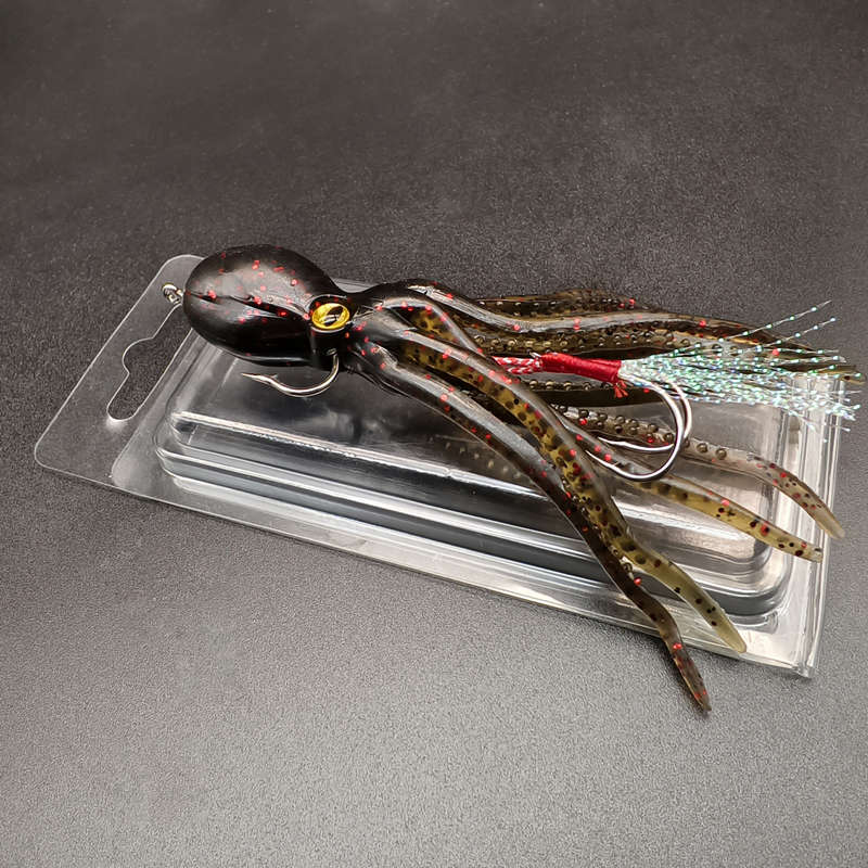 1pc Octopus-Shaped Fishing Lure with Dual Hooks Lead-Weighted Silicone Soft Bait for Trolling S