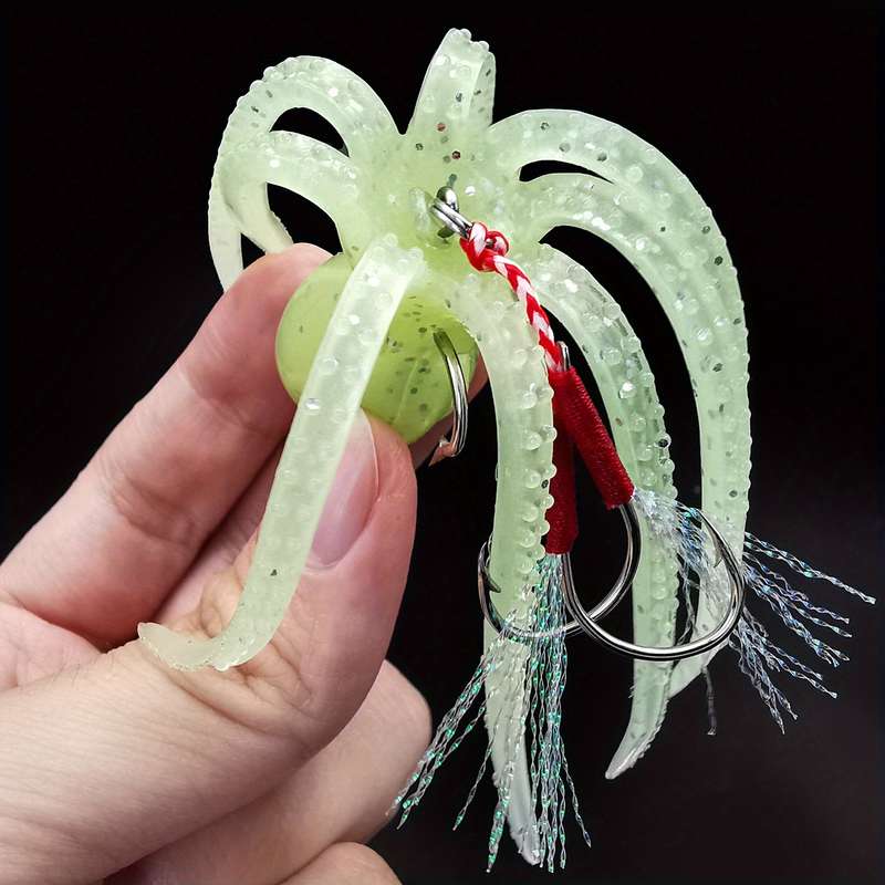 1pc Octopus-Shaped Fishing Lure with Dual Hooks Lead-Weighted Silicone Soft Bait for Trolling S